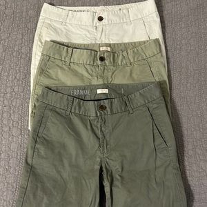 3 pairs of J Crew Frankie green pants Size 4